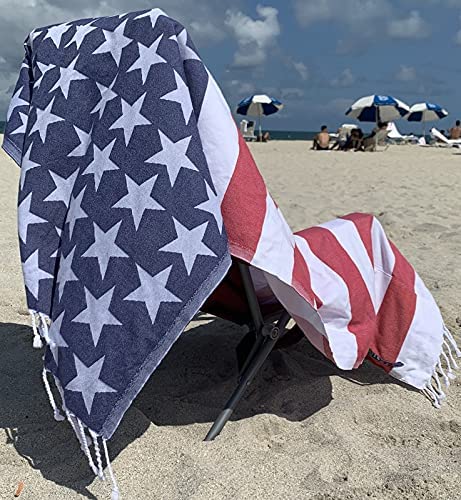 AYSESA Turkish Beach Towel American Flag / Pocket (Made in Turkey)