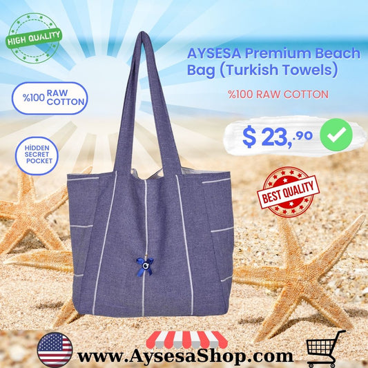AYSESA Turkish Beach Towel 100 w/ Pocket (Made in Turkey)